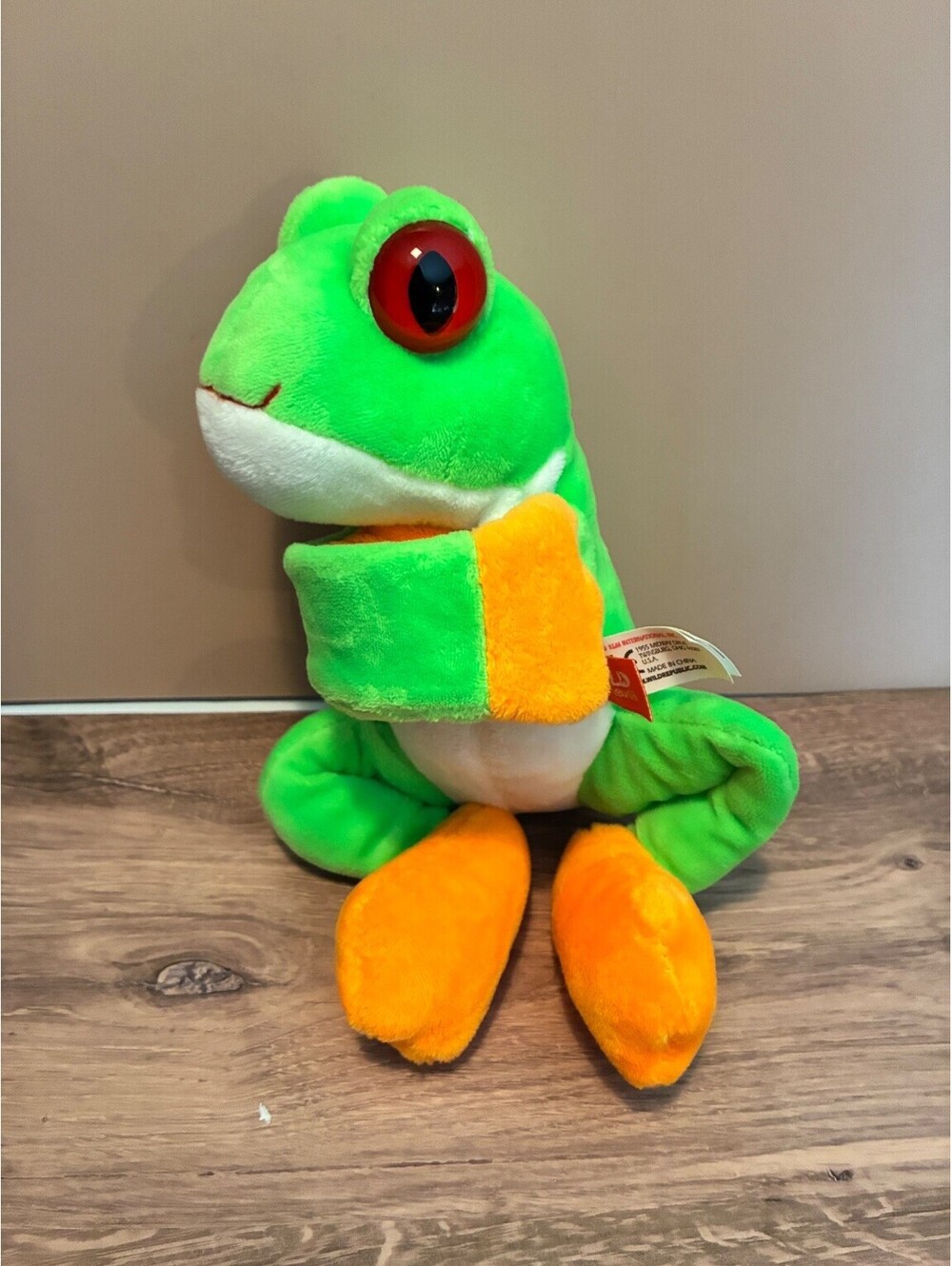 Wild Republic Red Eyed Tree Frog Plush Stuffed Animal Toy Green Orange Hugging